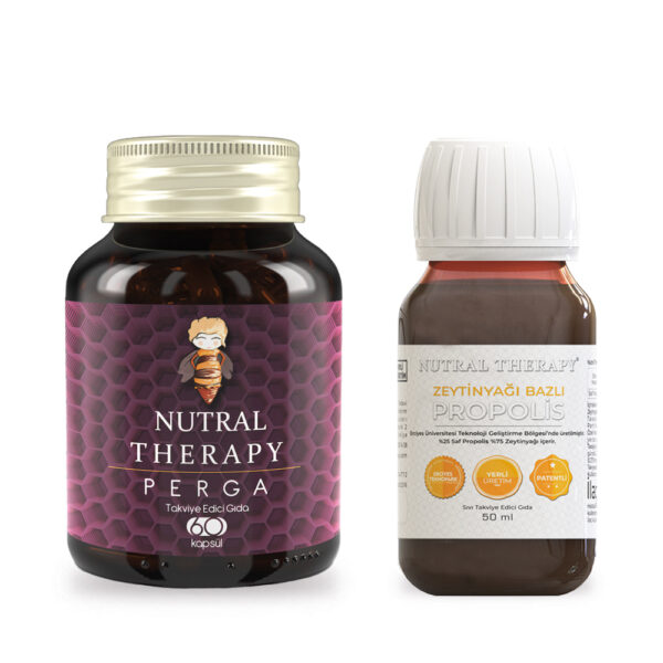 Perga Kapsül (800 mg x 60 Bitkisel Kapsül) + Zeytinyağı Bazlı Propolis (50 ml)