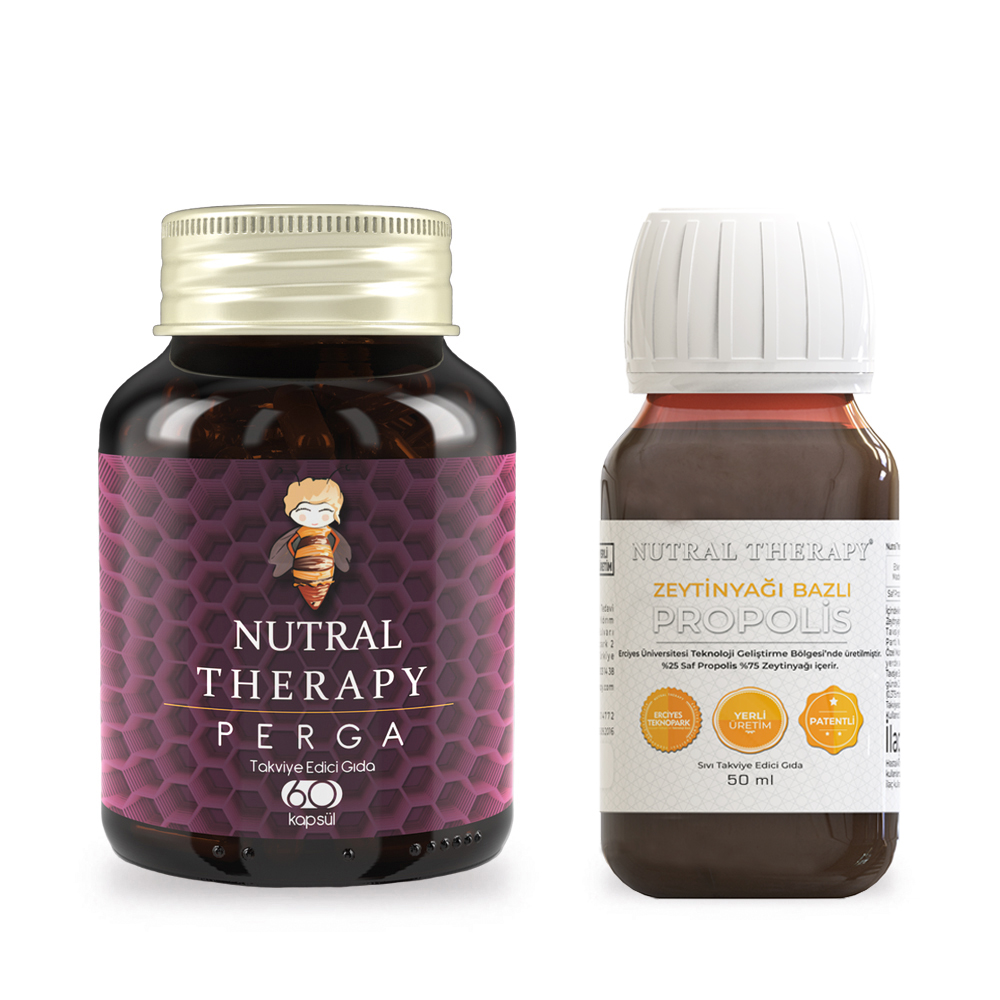 Perga Kapsül (800 mg x 60 Bitkisel Kapsül) + Zeytinyağı Bazlı Propolis (50 ml)