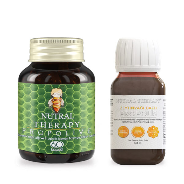 Propolive Kapsül (400 mg x 60 Bitkisel Kapsül) + Zeytinyağı Bazlı Propolis (50 ml)