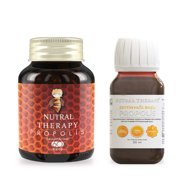 Propolis Kapsül (500 mg x 60 Bitkisel Kapsül) + Zeytinyağı Bazlı Propolis (50 ml)